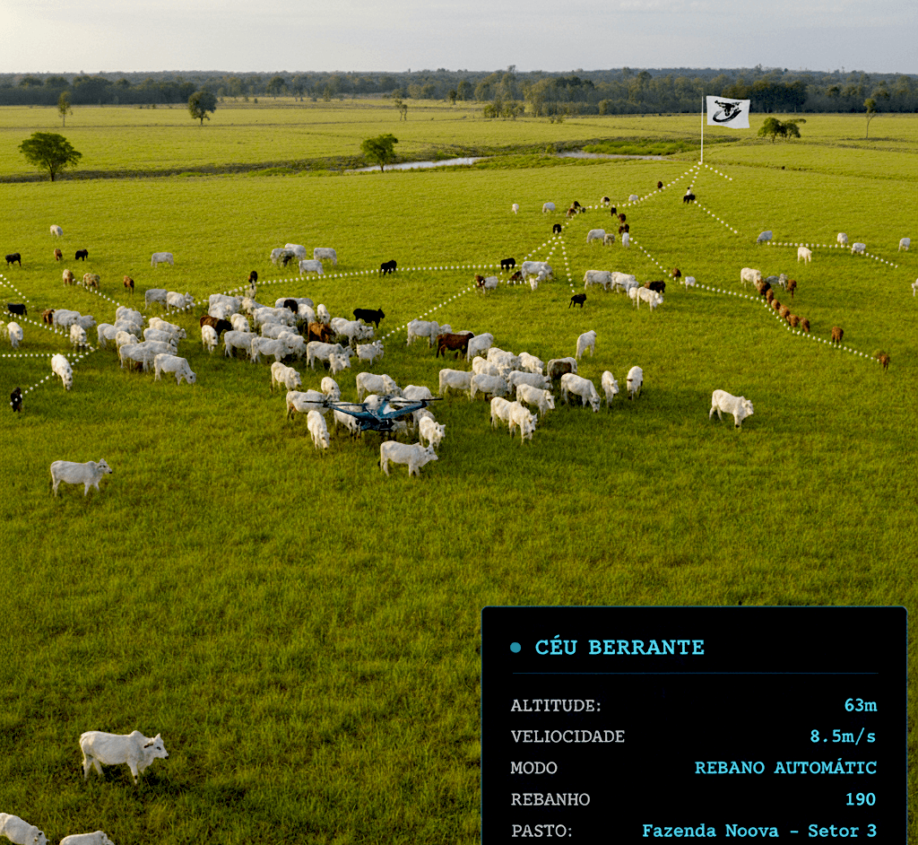 Drone reunindo rebanho